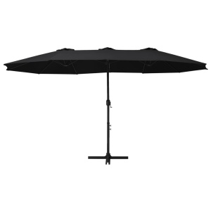 Umbrelă de soare exterior cu stâlp aluminiu, negru, 460x270 cm - Img 4