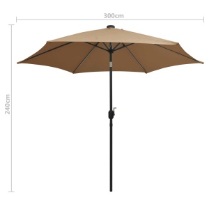 Umbrelă de soare, LED-uri și stâlp aluminiu, gri taupe, 300 cm - Img 6