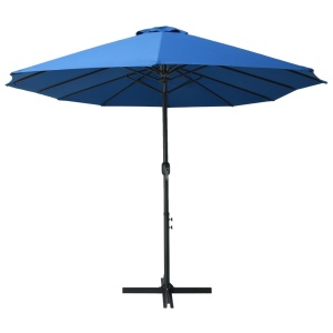Umbrelă soare exterior cu stâlp aluminiu, albastru, 460x270 cm - Img 8