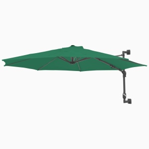 Umbrelă soare, montaj pe perete, tijă metalică, verde, 300 cm - Img 3