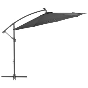 Umbrelă suspendată cu LED și stâlp din oțel, antracit, 300 cm - Img 2