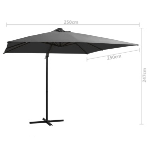 Umbrelă suspendată cu LED, stâlp din oțel, antracit, 250x250 cm - Img 9
