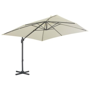 Umbrelă suspendată cu stâlp din aluminiu, nisipiu, 300x300 cm - Img 3