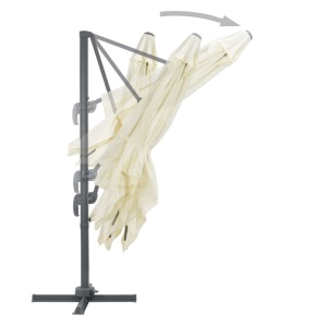 Umbrelă suspendată cu stâlp din aluminiu, nisipiu, 300x300 cm - Img 8