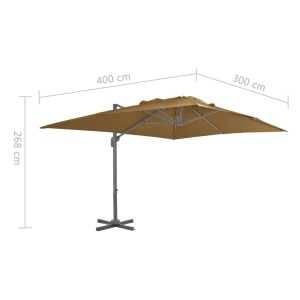 Umbrelă suspendată cu stâlp din aluminiu, taupe, 400x300 cm - Img 9