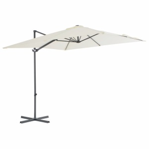Umbrelă suspendată cu stâlp din oțel, nisipiu, 250 x 250 cm
