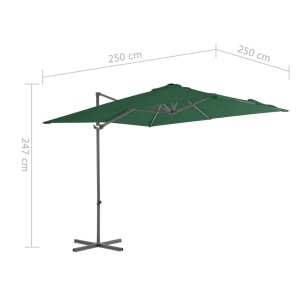 Umbrelă suspendată cu stâlp din oțel, verde, 250 x 250 cm - Img 9