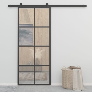 Ușă glisantă aluminiu și sticlă ESG 83x205 cm negru