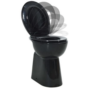Vas WC fără ramă inchidere silențioasă, + 7 cm, negru, ceramică - Img 8