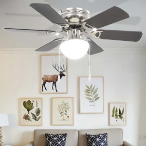 Ventilator tavan decorativ cu iluminare, 82 cm, maro inchis - Img 2