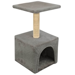 Ansamblu pentru pisici, stâlp cu funie de sisal, 55 cm, gri - Img 4