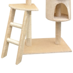 Ansamblu pentru pisici, stâlpi cu funie de sisal, 150 cm, bej - Img 3