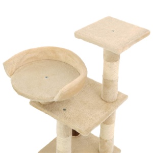 Ansamblu pentru pisici, stâlpi cu funie de sisal, 65 cm, bej - Img 4