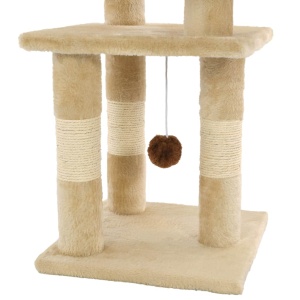 Ansamblu pentru pisici, stâlpi cu funie de sisal, 65 cm, bej - Img 5