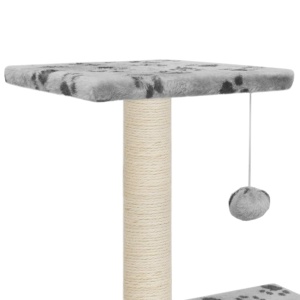 Ansamblu pisici cu stâlpi funie sisal 65 cm imprimeu lăbuțe gri - Img 5