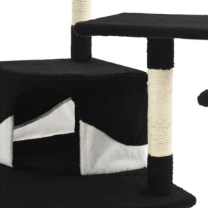 Ansamblu pisici, stâlpi din funie de sisal 203 cm Negru și alb - Img 5