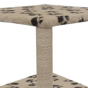 Ansamblu pisici, stâlpi funie sisal 55 cm, imprimeu lăbuțe, bej - Img 5