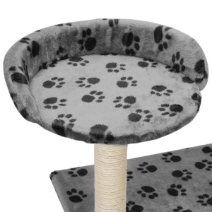 Ansamblu pisici, stâlpi funie sisal, 95 cm imprimeu lăbuțe Gri - Img 5