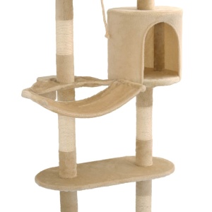 Ansamblu pisici, stâlpi sisal, montare perete, 194 cm, bej - Img 6
