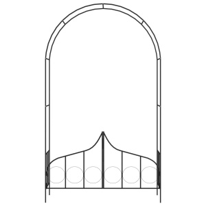 Arcadă de grădină cu poartă, negru, 138 x 40 x 238 cm, fier - Img 2