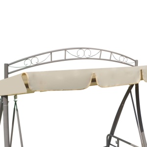Balansoar de exterior extensibil cu copertină, alb nisipiu - Img 7