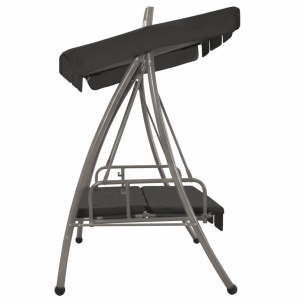 Balansoar extensibil cu copertină antracit 198x120x205 cm oțel - Img 4