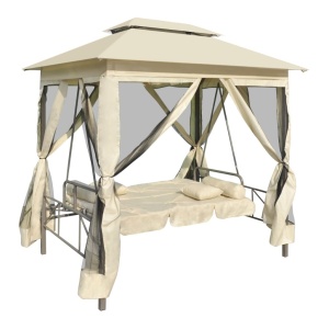 Balansoar extensibil cu pavilion, alb crem - Img 2