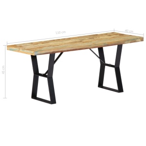 Bancă, 110 cm, lemn masiv reciclat - Img 7
