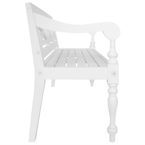 Bancă Batavia, alb, 136 cm, lemn masiv mahon - Img 3
