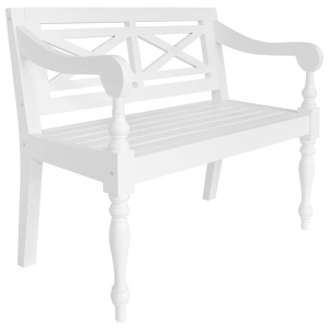 Bancă Batavia, alb, 98 cm, lemn masiv mahon