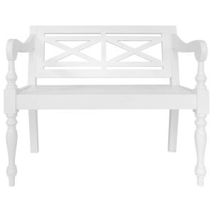 Bancă Batavia, alb, 98 cm, lemn masiv mahon - Img 2