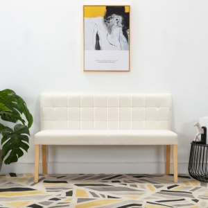 Bancă, crem, 140 cm, material textil