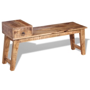 Bancă cu sertar lemn solid de mango, 120 x 36 x 60 cm - Img 2
