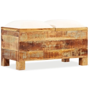 Bancă de depozitare Lemn masiv reciclat 80x40x40 cm - Img 12