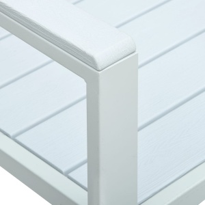 Bancă de grădină, alb, 120 cm, aspect de lemn, HDPE - Img 6