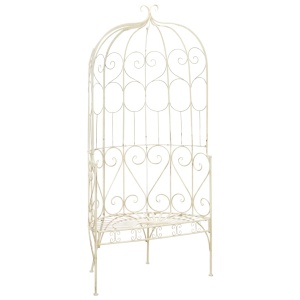 Bancă de grădină, alb vintage, 95 cm, fier