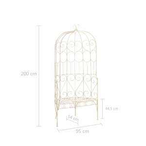 Bancă de grădină, alb vintage, 95 cm, fier - Img 5