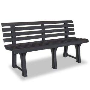 Bancă de grădină, antracit, 145,5 cm, plastic