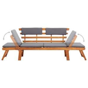 Bancă de grădină cu perne 2-in-1, 190 cm, lemn masiv de acacia - Img 5