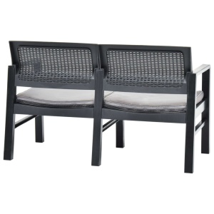 Bancă de grădină de 2 locuri cu perne, antracit, 120cm, plastic - Img 4
