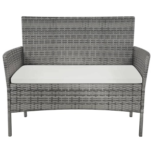 Bancă de grădină, gri, 105 cm, poliratan - Img 2