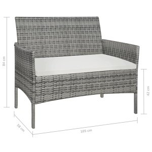 Bancă de grădină, gri, 105 cm, poliratan - Img 5