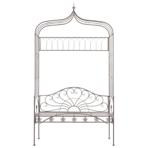 Bancă de grădină, maro vintage, 122 cm, fier - Img 2