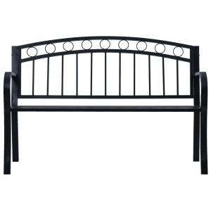 Bancă de grădină, negru, 125 cm, oțel - Img 2