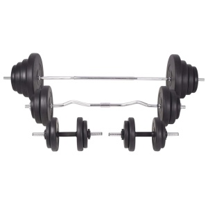 Bancă de greutăți cu raft și set de haltere și gantere, 120 kg - Img 7