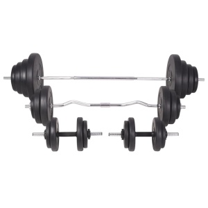 Bancă fitness cu rastel greutăți, set haltere/gantere, 120 kg - Img 6