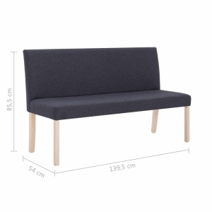 Bancă, gri inchis, 139,5 cm, poliester - Img 7
