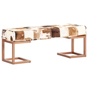 Bancă, maro, 110 cm, piele naturală de capră, model petice - Img 11