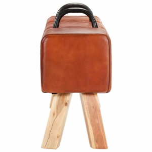 Bancă Turnbock vintage cu mânere, piele naturală de capră - Img 4