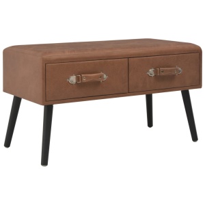 Banchetă cu sertare, 80 cm, maro inchis, piele ecologică
